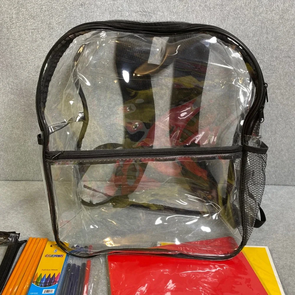 Unbranded Clear Backpack School Supplies Bundle Kids OS Clear School Bag New